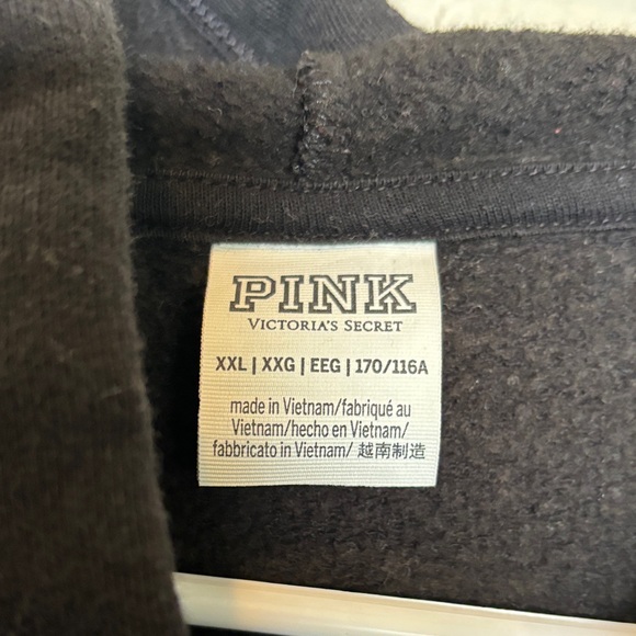 XXL Victoria’s Secret PINK Black Zip-Up Hoodie - Picture 3 of 5